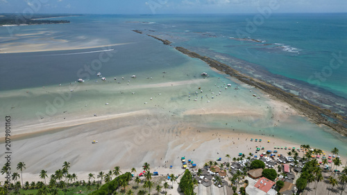 Canvastavla Aerial view of tropical coral reefs, natural pools and sandbanks on the Brazilia