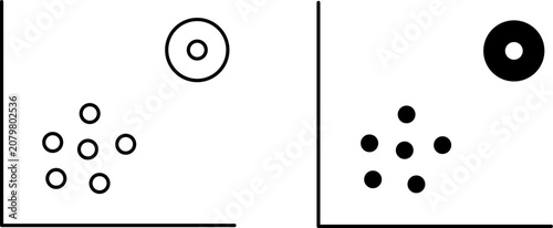 Fényképezés Outlier Data Point Icon Outline and Solid Style