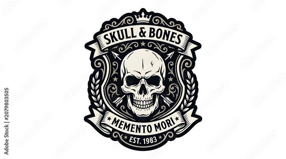 Fototapeta premium Skull and bones pirate emblem vector.