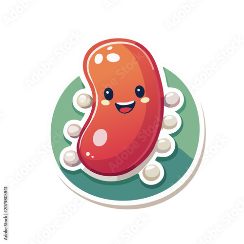 Cute smiling kidney bean with pearls illustration