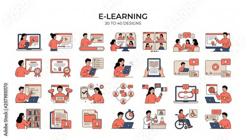 Konstfotografi Modern e-learning and distance education vector graphic bundle with e-learning e