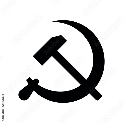 Bild auf Leinwand Dark Hammer and Sickle geometric Symbol with Class Conflict and Social Theory Te