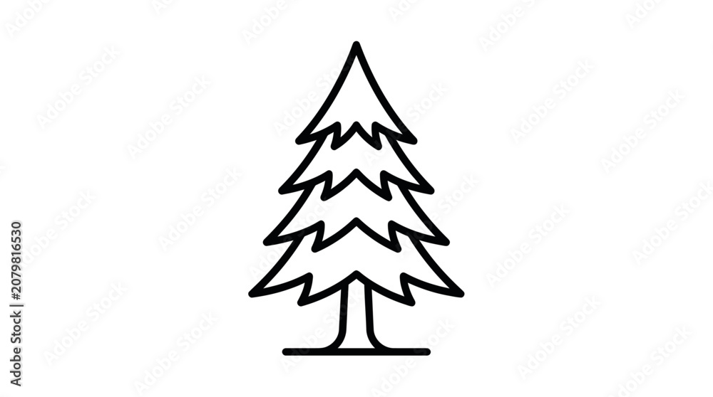 Fototapeta premium Evergreen pine tree nature line art icon.