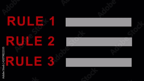 Retro Digital Countdown and Title Menu Screen Animation,3 rules animation.Cyberpunk Style Number Counter and Option List Interface with alpha channel.Futuristic Neon Green Text Display Loop for Video 