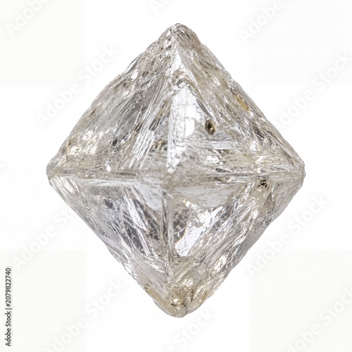 Raw Uncut Diamond Crystal Isolated on White Background