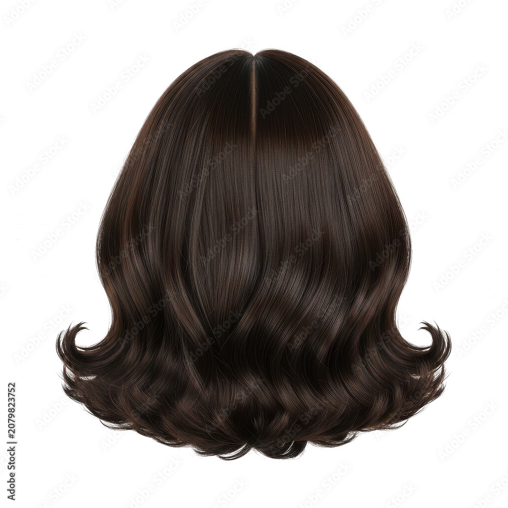 Fototapeta premium Short brown wavy hair wig for women isolated on transparent background