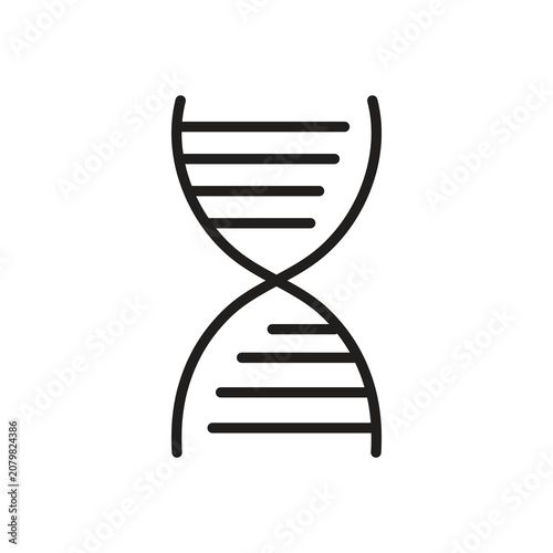 DNA Line Icon Vector Illustration. Genetic Helix, Molecular Biology, Genetics, Biotechnology and Medical Research Outline Symbol Isolated on White Background..eps