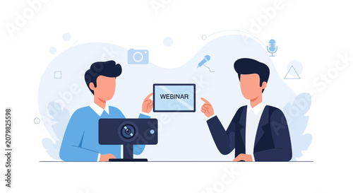 Online Webinar Presentation with Two Presenters and Technology Icons