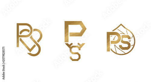 Elegant Gold Monogram Logos with Intricate Designs.