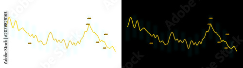 Obraz na plátně PNG image of Golden financial stock market chart line, fluctuating trading graph