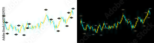 Fotografía PNG image of Financial stock market candlestick chart, abstract trading graph wi