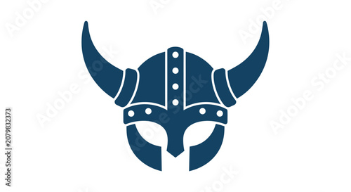 Konstfotografi Blue viking helmet icon with horns and rivets
