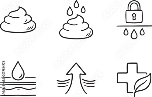 Abstract illustration of various care icons set.