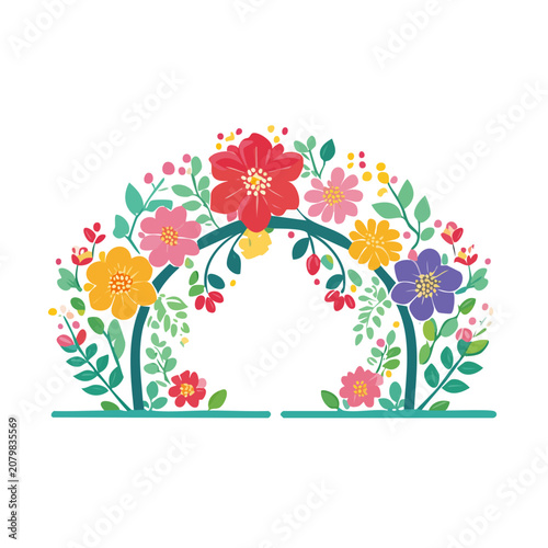Colorful floral arch vector illustration