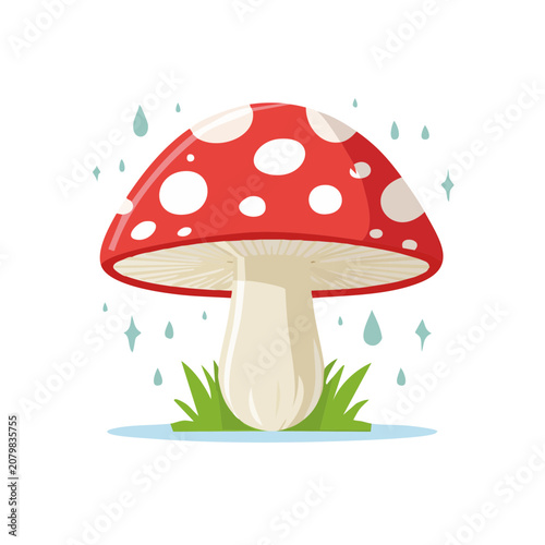 Fly Agaric Mushroom Flat Vector Illustration