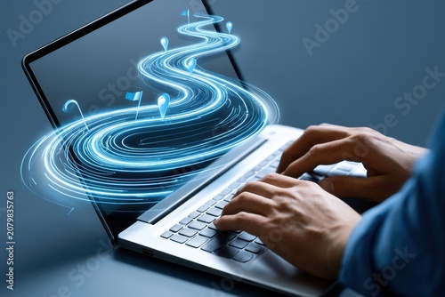 Digital roadmap and business strategy concept on laptop screen