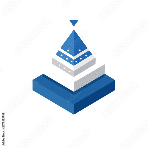 Isometric Pyramid Hierarchy Diagram with Stars