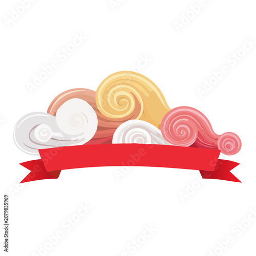 Colorful Cinnamon Rolls with Red Ribbon Banner