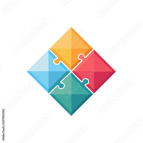 Colorful diamond puzzle pieces vector illustration