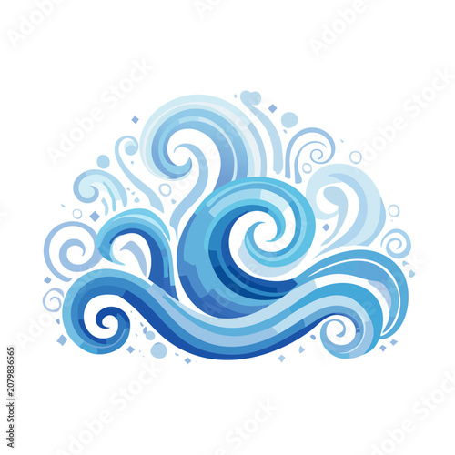 Abstract blue wave and swirl vector illustration