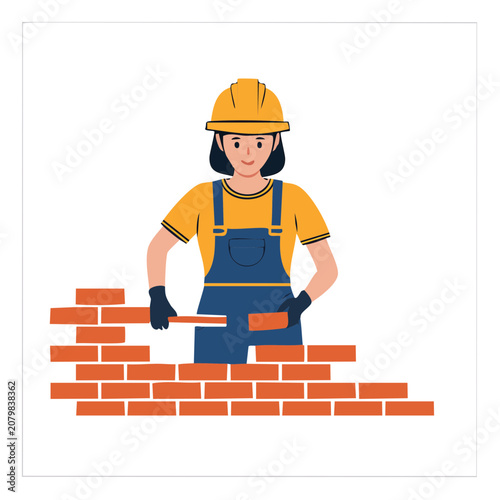 Flat vector illustration of construction worker