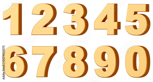 Εκτύπωση καμβά 3D素材_数字_メタリック_黄色