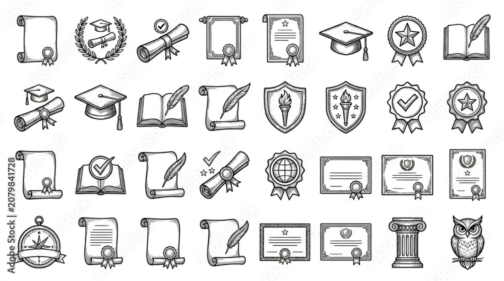Fototapeta premium Education icons and symbols set.