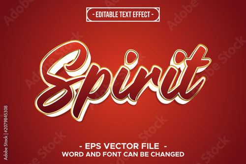 Spirit Luxury Red and Gold Script 3D Editable Text Effect EPS Vector