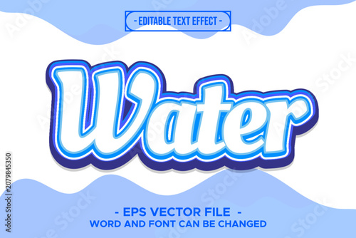 Water Splash Fresh Ocean Blue and White 3D Editable Text Effect EPS Vector