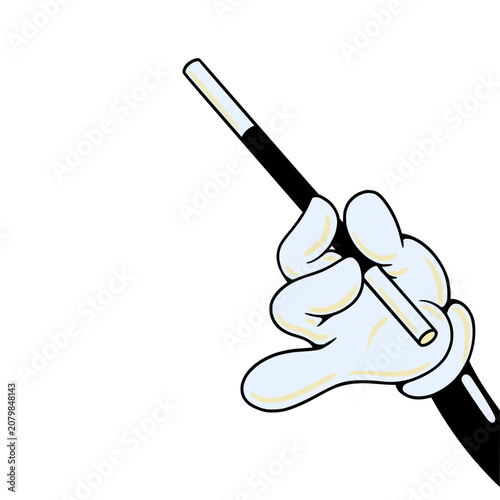 Tableau sur toile Retro Cartoon Gloved Hand Holding a Magic Wand