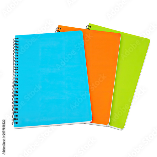 Colorful Spiral Notebook Collection Mockup Set Isolated on Transparent Background, Generative AI