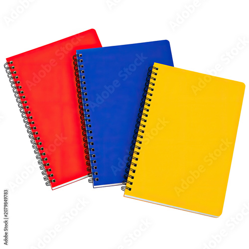 Colorful Spiral Notebook Collection Mockup Set Isolated on Transparent Background, Generative AI