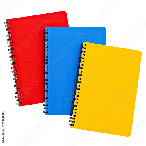 Colorful Spiral Notebook Collection Mockup Set Isolated on Transparent Background, Generative AI