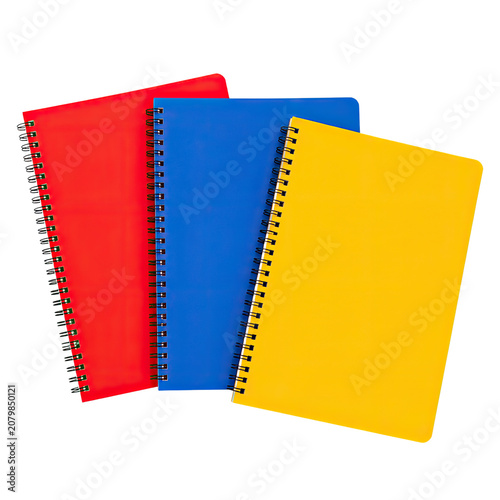 Colorful Spiral Notebook Collection Mockup Set Isolated on Transparent Background, Generative AI
