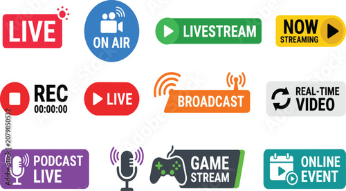 Photos Colorful collection of professional broadcast and digital livestreaming interfac