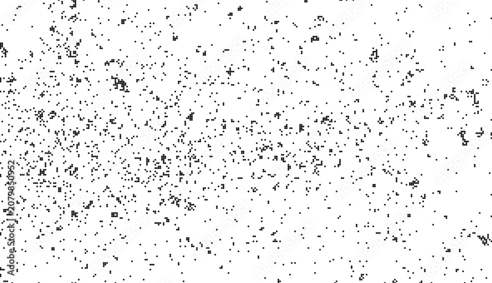 Obraz premium Abstract background with scattered black pixel particles isolated on white background clean outline symbols and architectural layouts