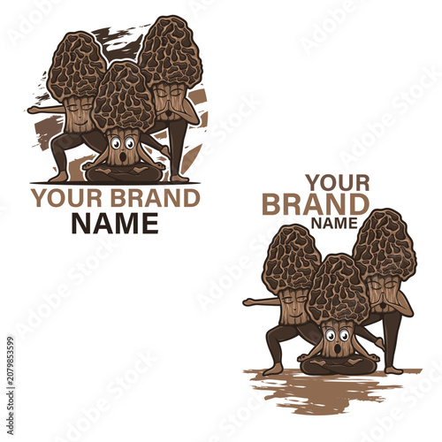 Cute Morel Mushroom Mascot Logo Vector Template Collection
