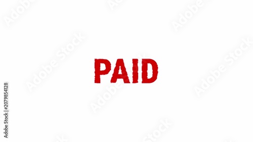 Paid Rubber Stamp Animation with Red Ink on Transparent Background. 4K Alpha Channel Video