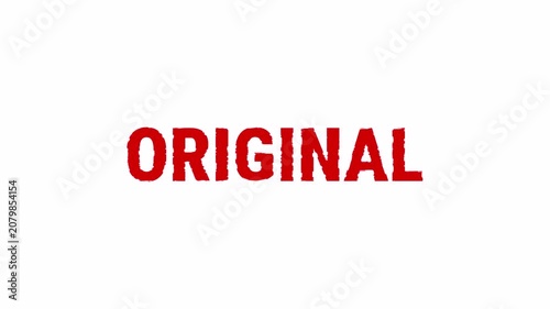 Original Rubber Stamp Animation with Red Ink on Transparent Background. Seamless 4K Alpha Channel