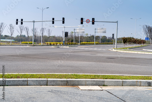 Empty urban road and buildings in the city