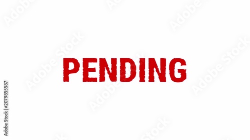 Pending Rubber Stamp Animation with Red Ink on Transparent Background. Professional 4K Alpha Channel
