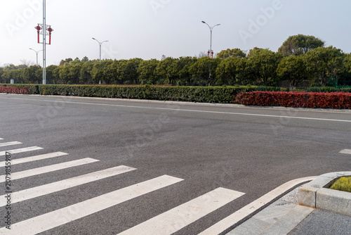 Empty urban road and buildings in the city