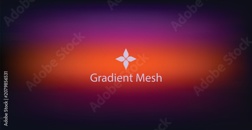 Dramatic gradient mesh background, with deep purple, and fiery orange, featuring a central floral