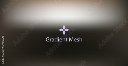 Metallic gradient mesh background, with silver and, grey tones, featuring, a central floral emblem
