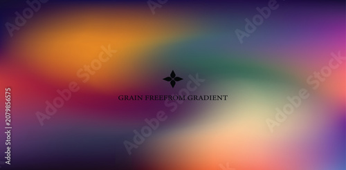 Psychedelic abstract gradient with swirling orange, purple, green, and pink colors