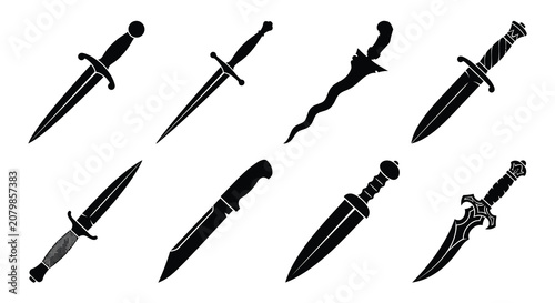 Foto Collection Of Various Dagger And Sword Silhouettes In Black A Minimalist Design
