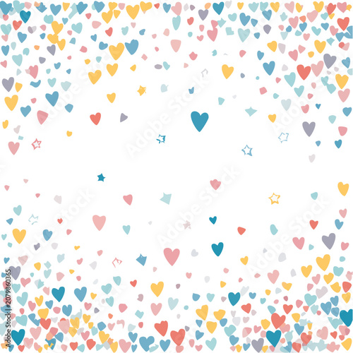 Colorful Hearts and Stars Scattered Pattern Vector