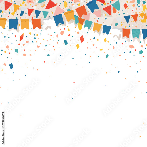 Colorful Party Bunting and Confetti Pattern