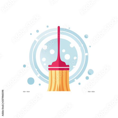 Flat design paintbrush with paint and bubbles