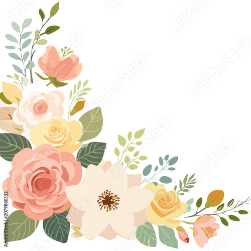 Floral corner frame vector illustration